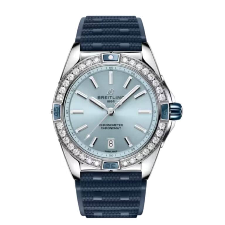 Breitling Super Chronomat Automatic A17356531C1S1 38mm Ice Blue Dial Unidirectional Ratcheted Rotating Bezel Stainless Steel