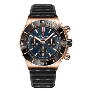 Breitling Super Chronomat B01 RB01362A1C1S1 44mm Blue Dial Unidirectional Ratcheted Rotating Bezel 18k Red Gold With Black