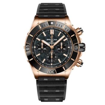 Breitling Super Chronomat B01 RB01365A1B1S1 44mm Black Mother of Pearl Dial Unidirectional Ratcheted Rotating Bezel 18k Red