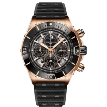 Breitling Super Chronomat B19 RB19301A1G1S1 44mm Skeleton Dial Unidirectional Ratcheted Rotating Bezel 18k Red Gold With