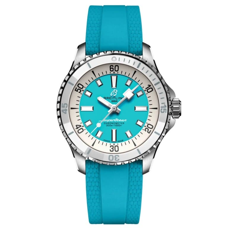 Breitling Superocean A17377211C1S1 36mm Automatic Turquoise Dial Uni-Directional Bezel Stainless Steel with Turquoise Rubber