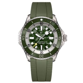 Breitling Superocean E10379D31L1S1 46mm Automatic Super Diver Green Dial Bi-directional Bezel Titanium with Khaki Green
