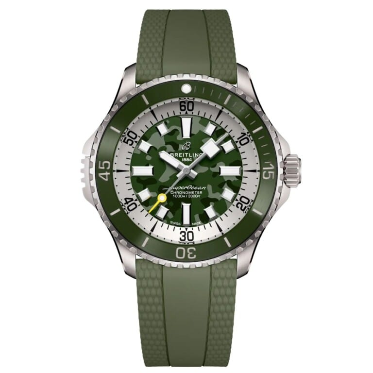 Breitling Superocean E10379D31L1S1 46mm Automatic Super Diver Green Dial Bi-directional Bezel Titanium with Khaki Green