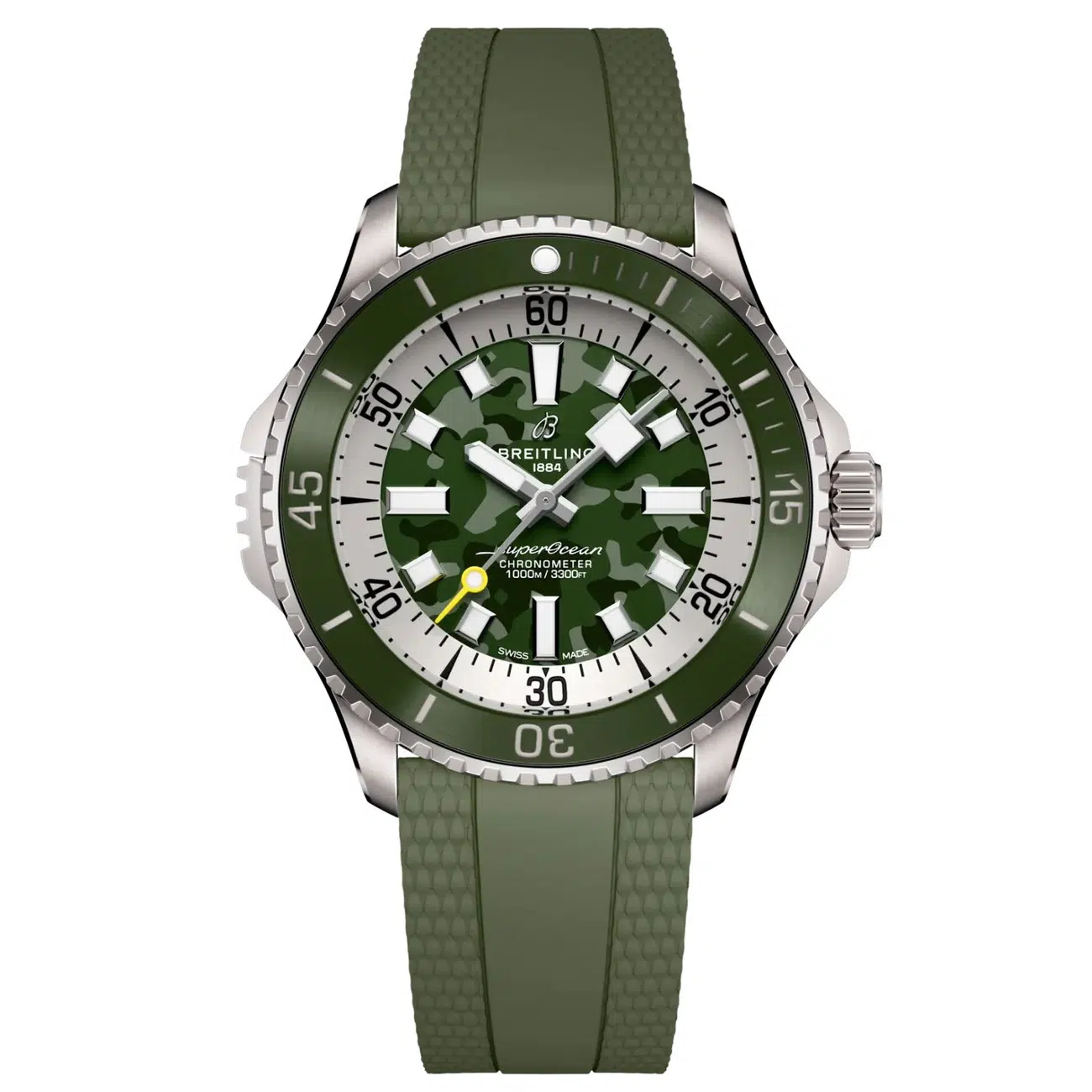 Breitling Superocean E10379D31L1S1 46mm Automatic Super Diver Green Dial Bi-directional Bezel Titanium with Khaki Green Rubber Strap Watch