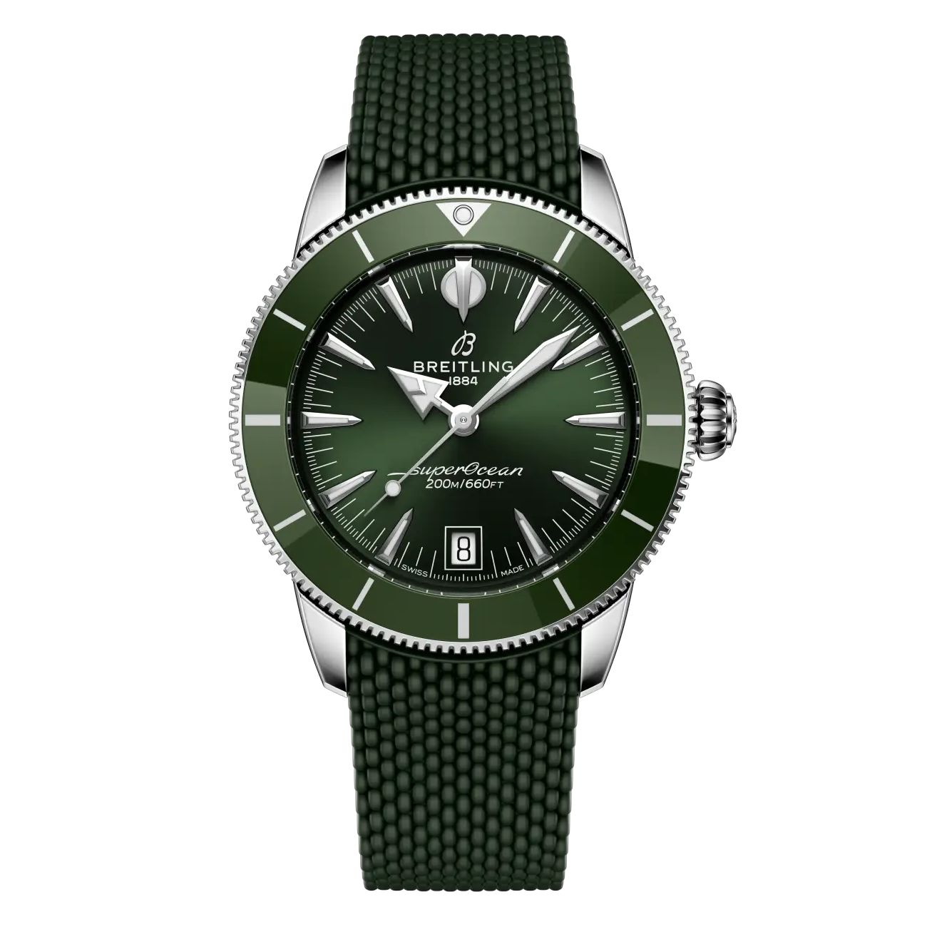 Breitling Superocean Heritage AB3110361L1S1 40mm B31 Automatic Green Dial Uni-directional Bezel Stainless Steel with Green Rubber Strap Watch