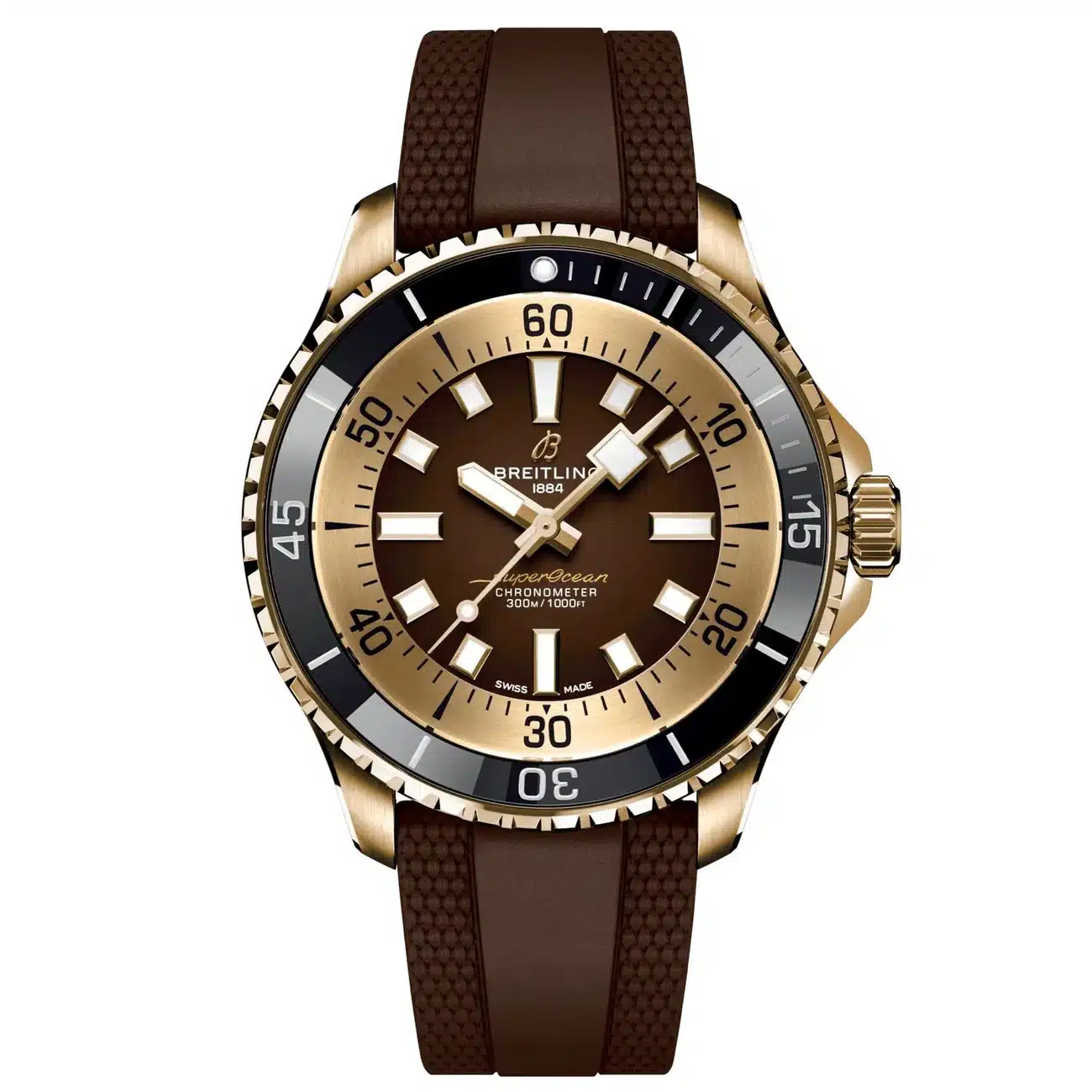 Breitling Superocean N17376201Q1S1 44mm Automatic Brown Dial Uni-directional Bezel Bronze Case with Brown Rubber Strap Watch