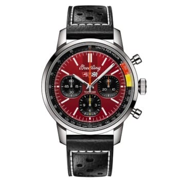 Breitling Top Time AB01761A1K1X1 B01 Chevrolet Corvette 41mm Red Dial Fixed Bezel Stainless Steel in Black Calfskin Leather