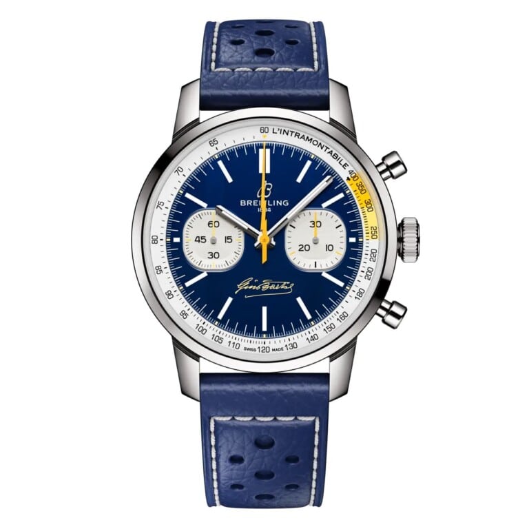 Breitling Top Time AB01767A1C1X1 B01 Gino Bartali 41mm Blue Dial Fixed Bezel Stainless Steel With Blue Calfskin Leather