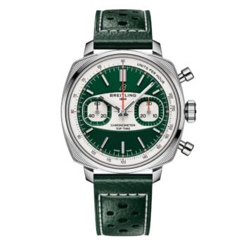 Breitling Top Time AB01771A1L1X1 B01 Racing 38mm Green Dial Fixed Bezel Stainless Steel in Green Calfskin Leather Strap Watch