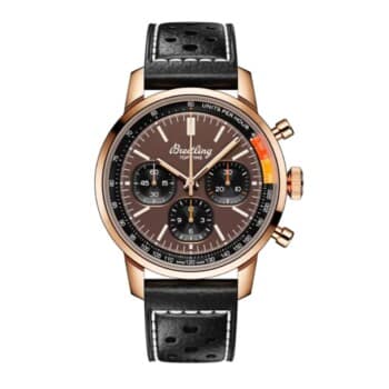Breitling Top Time B01 RB01761A1Q1X1 41mm Brown Dial Fixed Bezel 18k Red Gold with Black Calfskin Leather Strap Watch