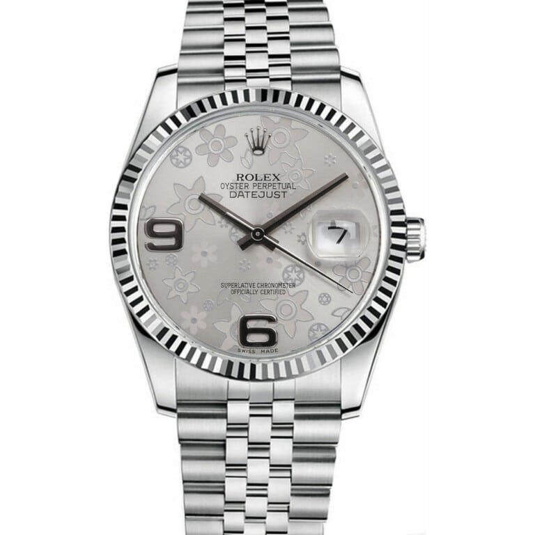 Rolex Datejust 36mm 116234 Silver Flower Dial Stainless Steel Jubilee Bracelet Watch