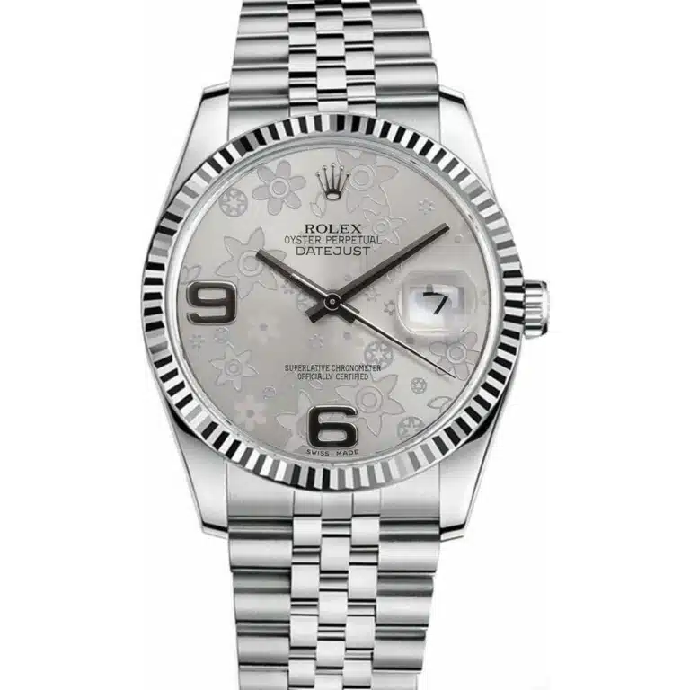 Rolex Datejust 36mm 116234 Silver Flower Dial Stainless Steel Jubilee Bracelet Watch