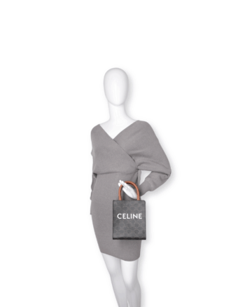 Celine - Triomphe Canvas Calfskin Mini Vertical Cabas Tan (Pre-Owned)