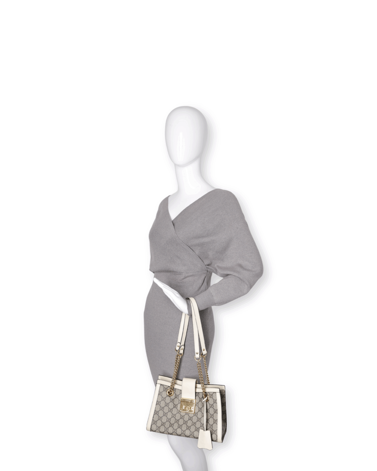 Gucci - GG Calfskin Small Padlock Tote Beige Ebony Mystic White (Pre-Owned)