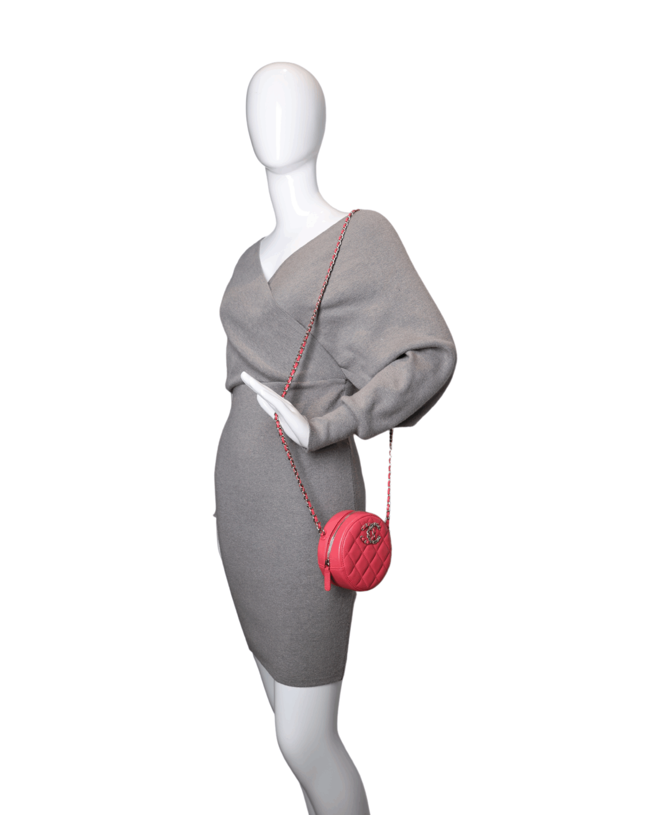 Chanel - Mini Coin Purse Coral Pink Quilted Caviar Leather (Pre-Owned)