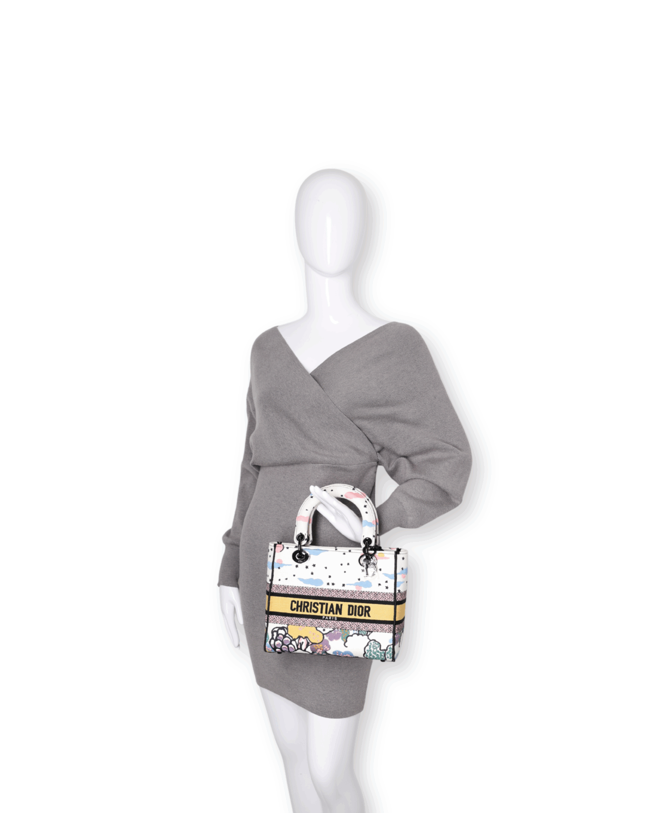 Dior - Canvas Ciel De Reve Small Lady Dior Latte Multicolor (Pre-Owned)