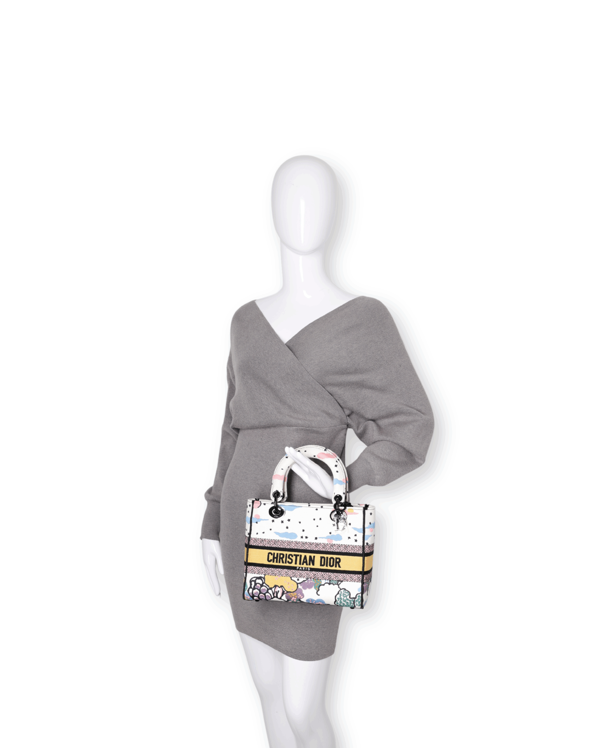 Dior - Canvas Ciel De Reve Small Lady Dior Latte Multicolor (Pre-Owned) - Image 2