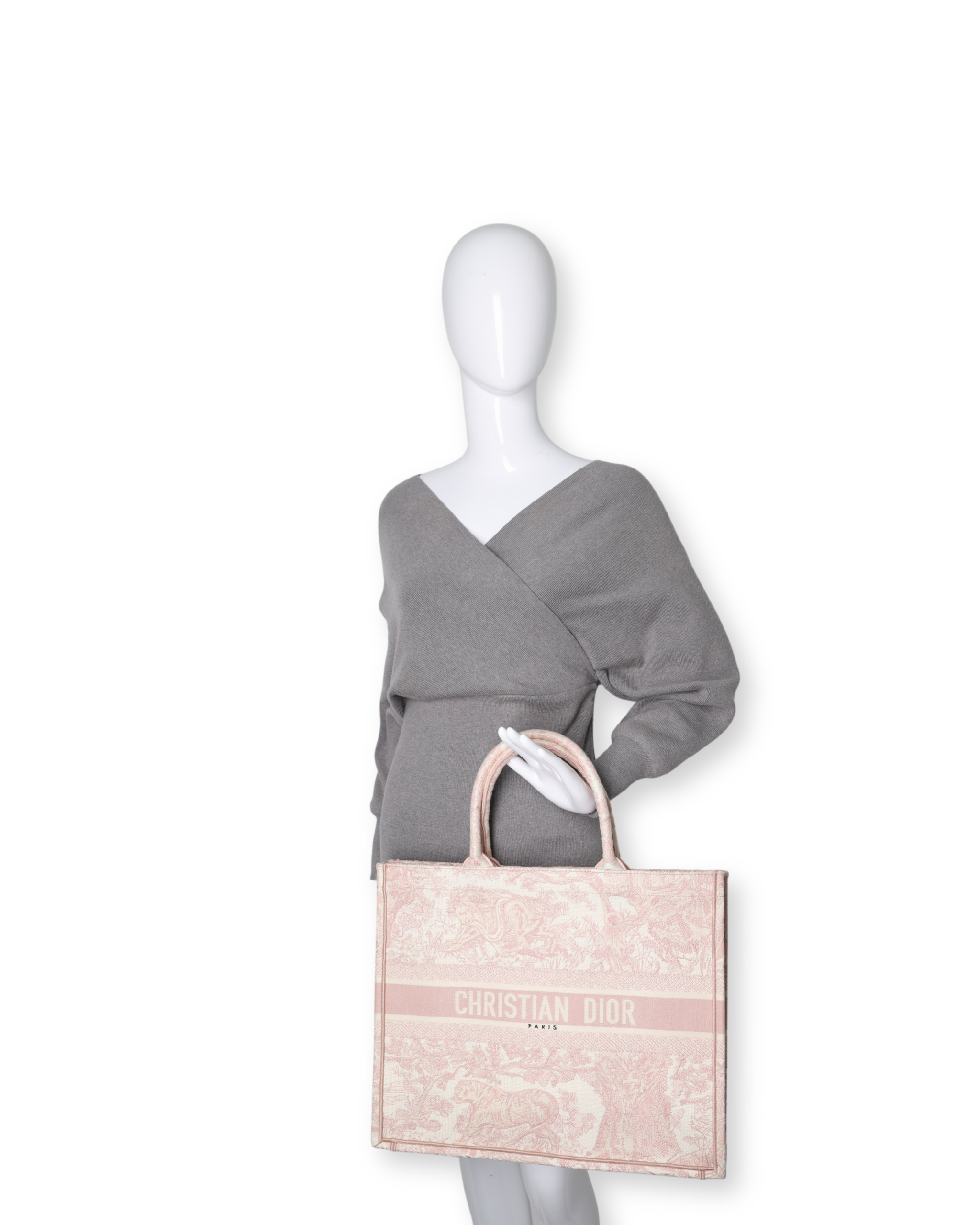 Dior - Canvas Large Dioriviera Toile De Jouy Book Tote Rose (Pre-Owned) - Image 2