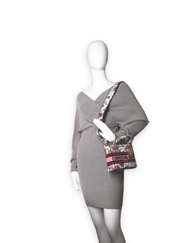 Dior - Canvas Florilegio Embroidered Mini Lady D-Lite White – image 2