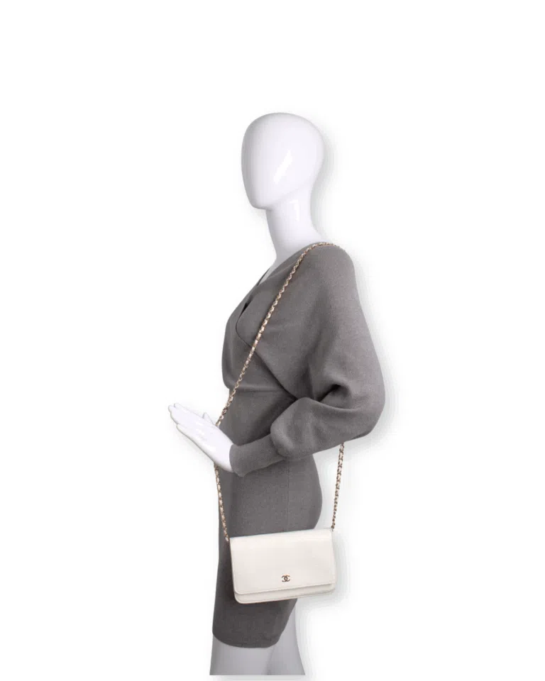 Chanel - Camellia Embossed Wallet on Chain White – image 2