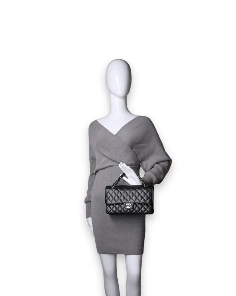 Chanel - Medium Double Flap Bag Black Caviar with Gold Hardware (Pre-Owned) – image 2