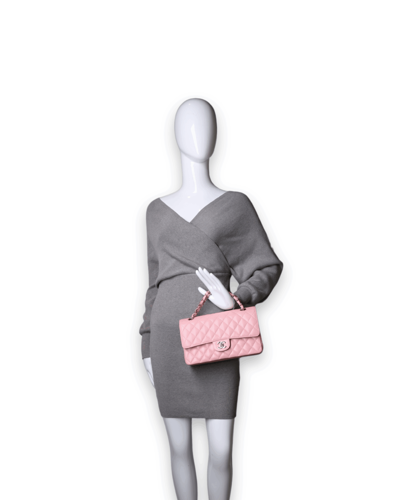 Chanel - Classic Medium Double Flap Pink Caviar Leather Bag (Pre-Owned)