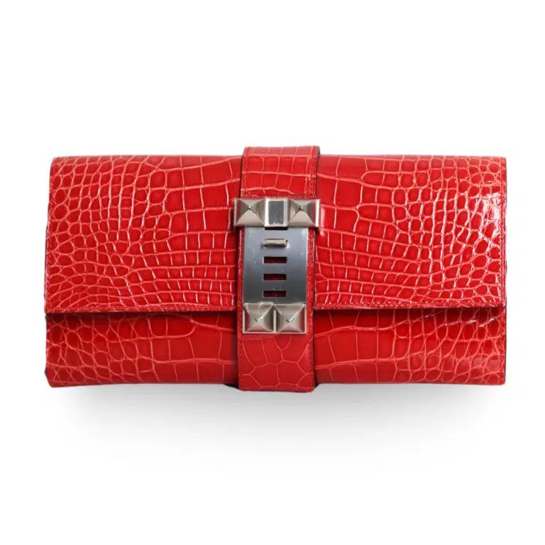 Hermes - Verrou Orange Matte Alligator Clutch Bag (Pre-Owned