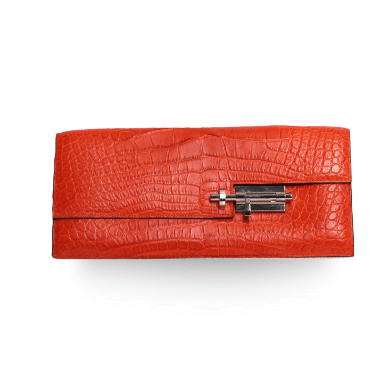 Hermes - Verrou Orange Matte Alligator Clutch Bag (Pre-Owned)