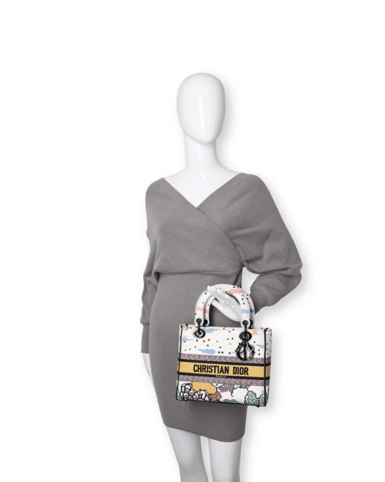 Dior - Canvas Ciel De Reve Medium Lady D-Lite Latte Multicolor (Pre-Owned) – image 2