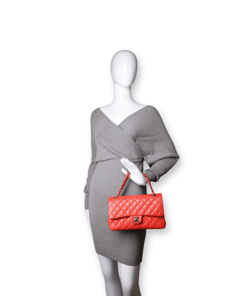 Chanel - Red Lambskin Medium Classic Double Flap (Pre-Owned)