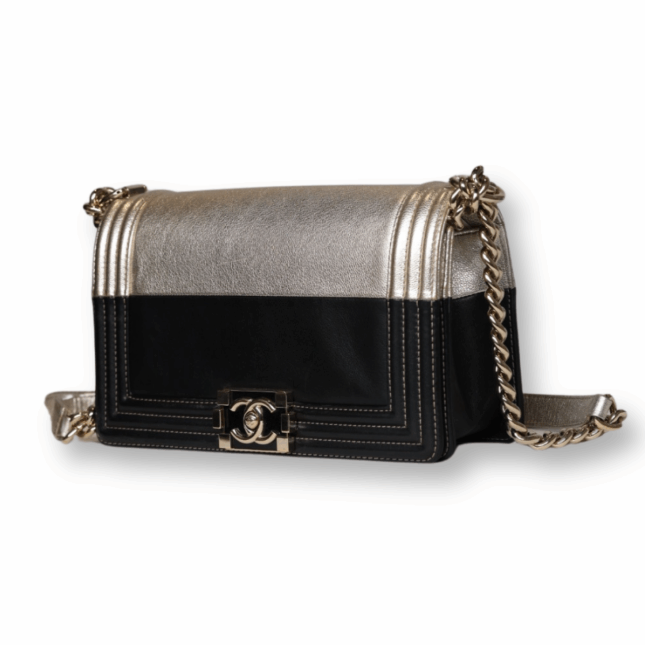 Chanel - Medium Lambskin Bicolor Boy Bag