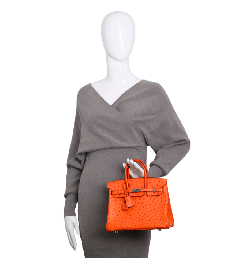 Hermes - Tangerine Ostrich Birkin 25 Palladium Hardware (Pre-Owned) - Image 2