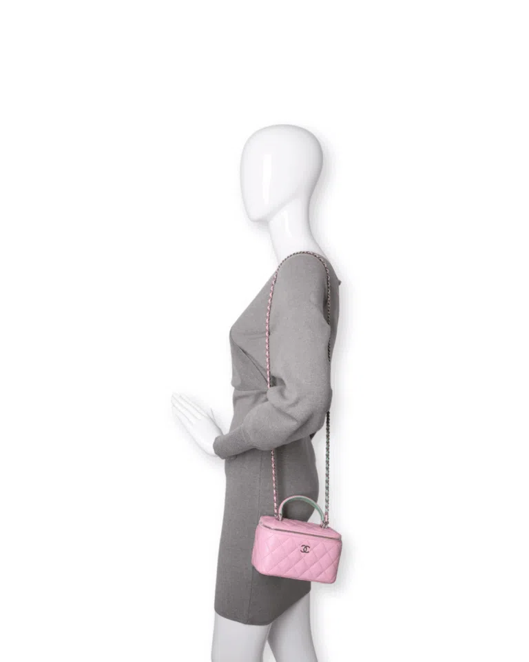 Chanel - Lambskin Quilted Small Top Handle Vanity Case Lilac (Pre-Owned)