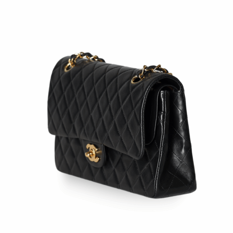 Chanel - Classic Medium Double Flap Bag Black Lambskin (Pre-Owned)
