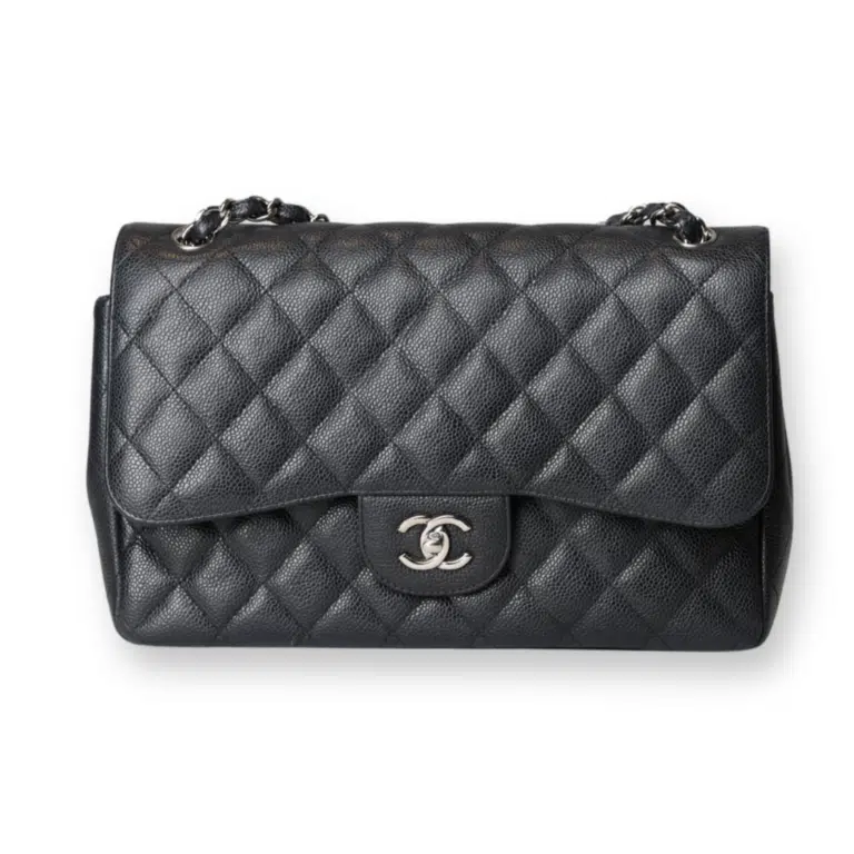 Chanel - Jumbo Caviar Double Flap Black/Silver (Pre-Owned)