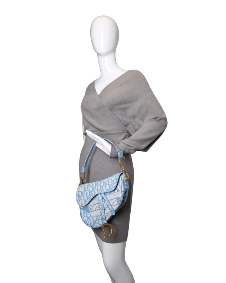 Dior - Saddle Bag Blue Oblique Jacquard (Pre-Owned) - Image 2