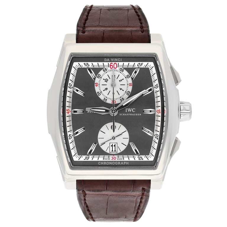 IWC Da Vinci IW3764-01 43.10mm Chronograph Grey Dial Leather Strap White Gold Watch - 2008