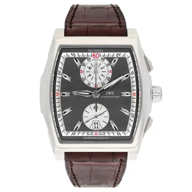 IWC Da Vinci IW3764-01 43.10mm Chronograph Grey Dial Leather Strap White Gold Watch - 2008