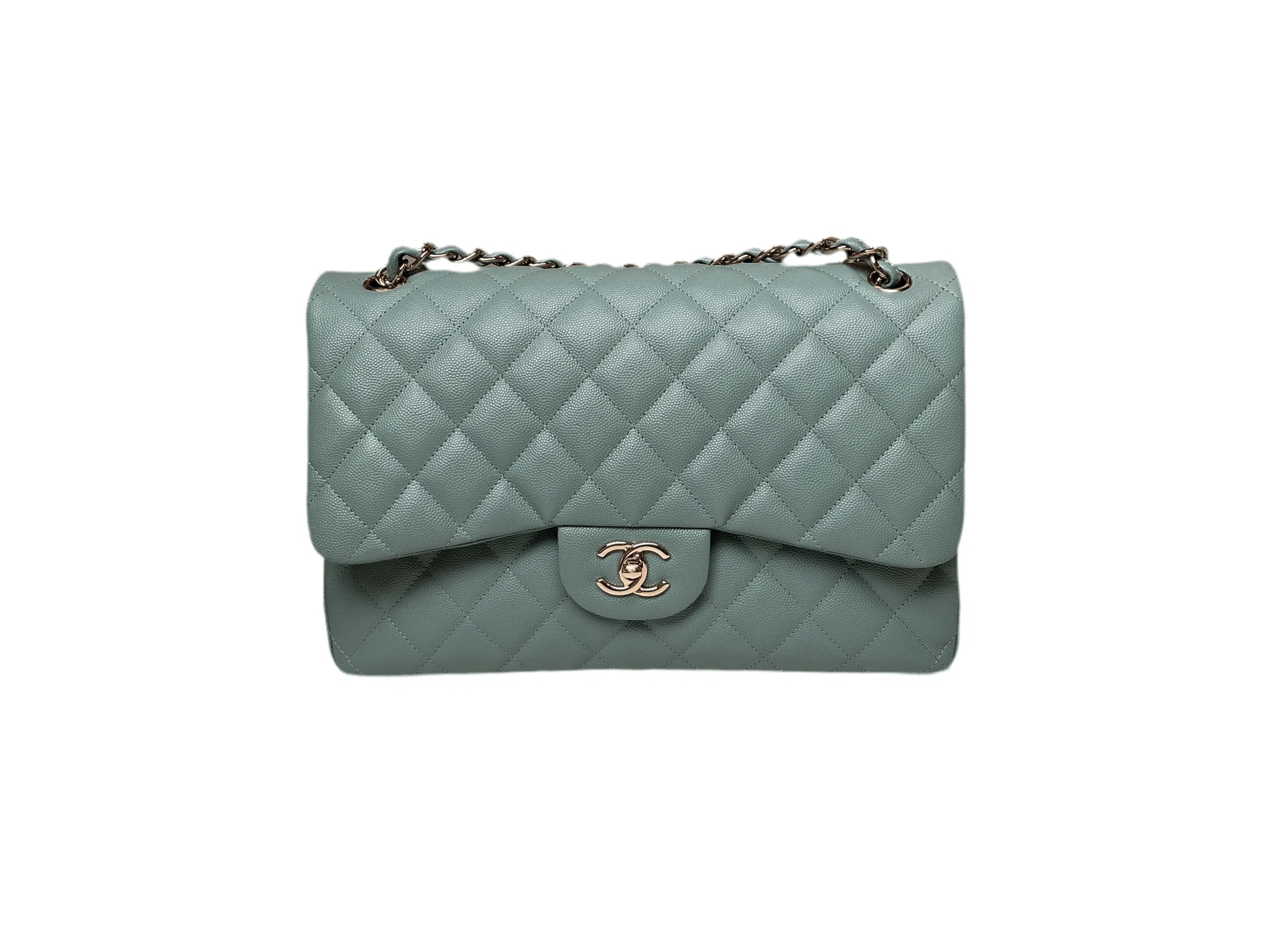 Chanel Jumbo Double Flap Bag Caviar Sage