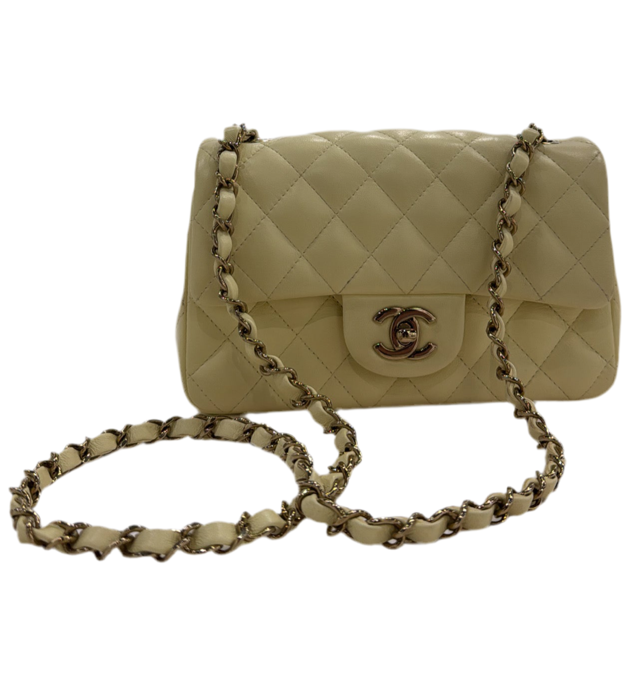 Chanel - Mini Classic Handbag Lambskin & Gold-Tone Metal Yellow