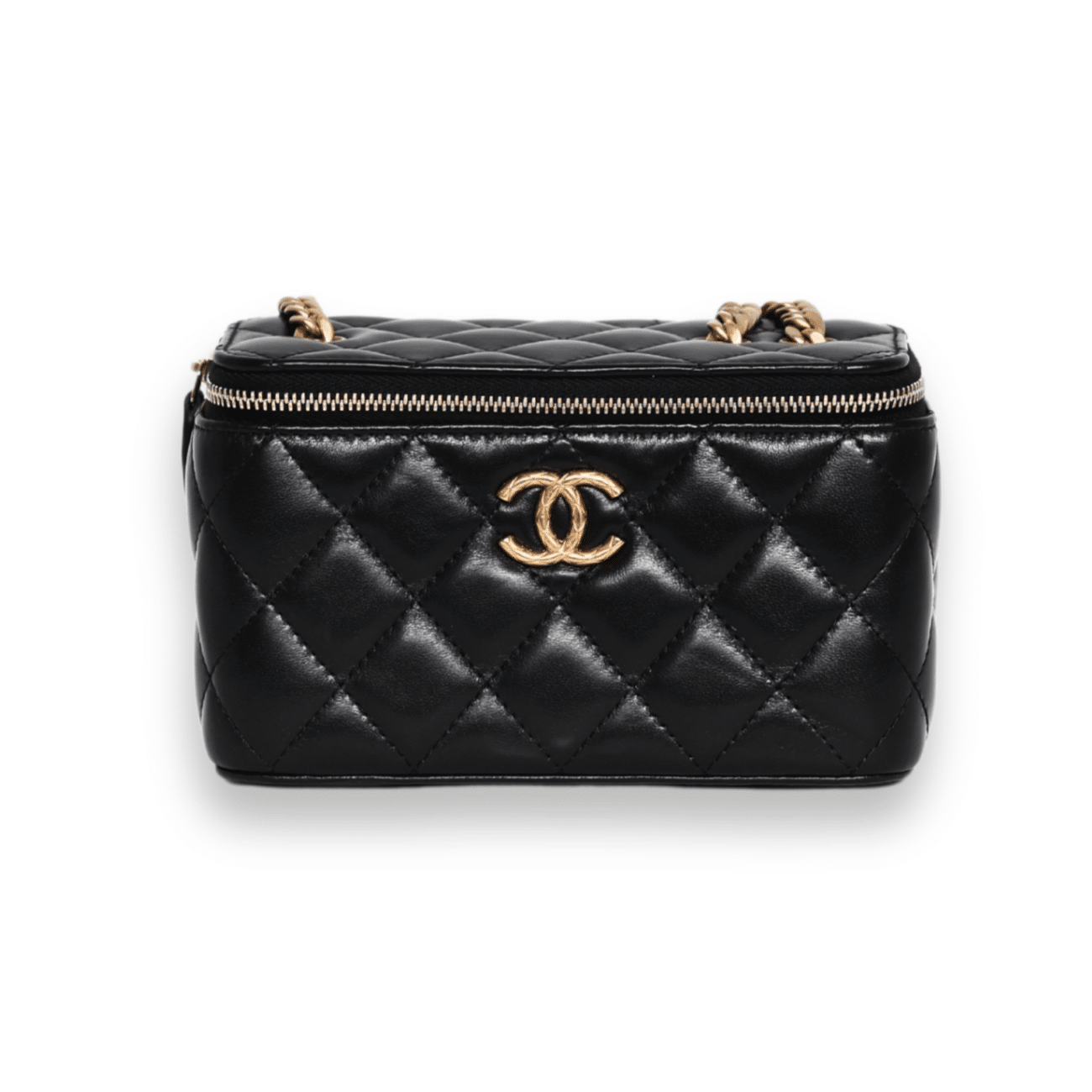 Chanel - Lambskin Enamel Pearl Quilted Small Vanity Case Chain Black (Pre-Owned)