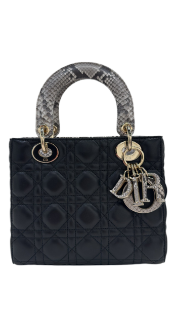 Dior - Small Lady Dior Black Calfskin Python