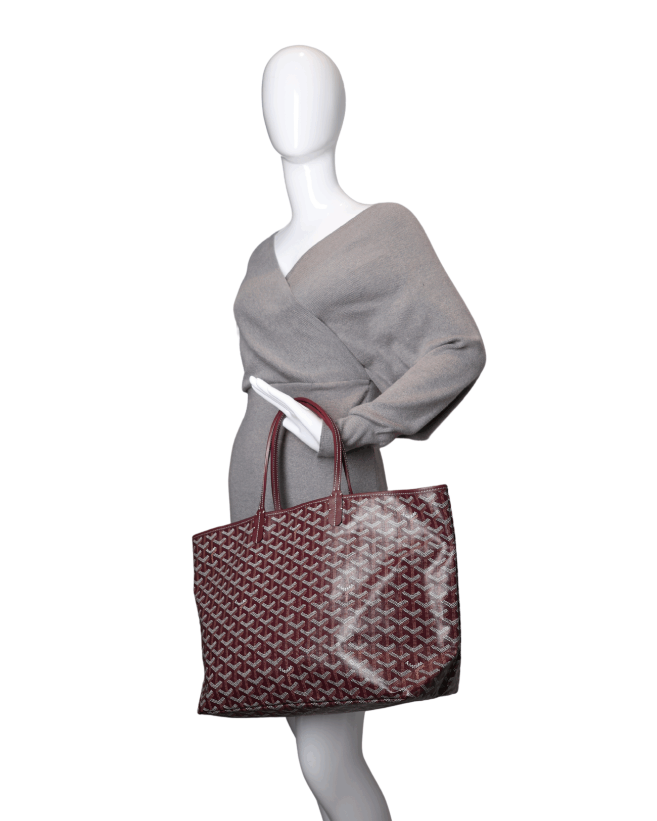 Goyard - Saint Louis GM Tote in Burgundy Chevron Canvas
