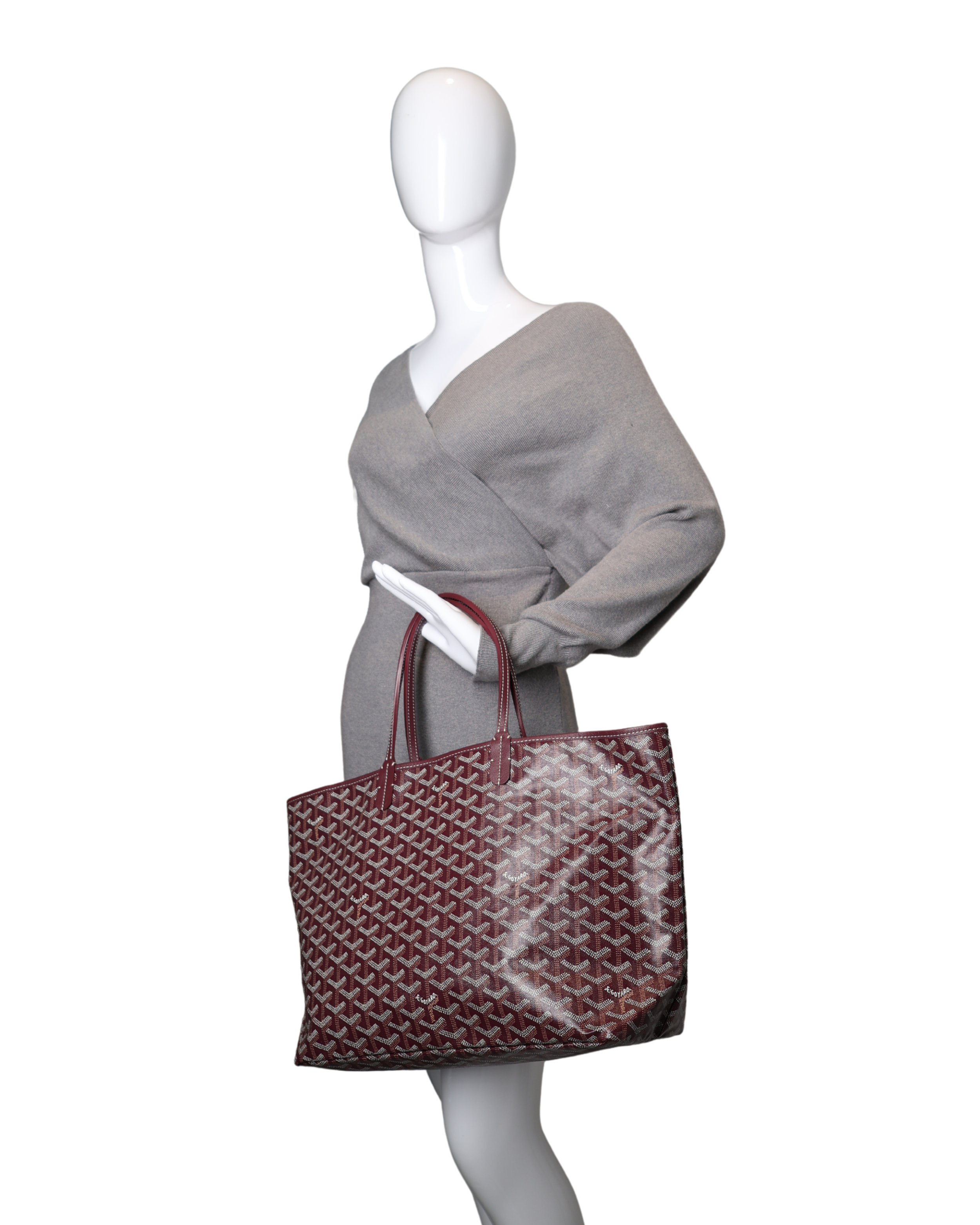 Goyard - Saint Louis GM Tote in Burgundy Chevron Canvas