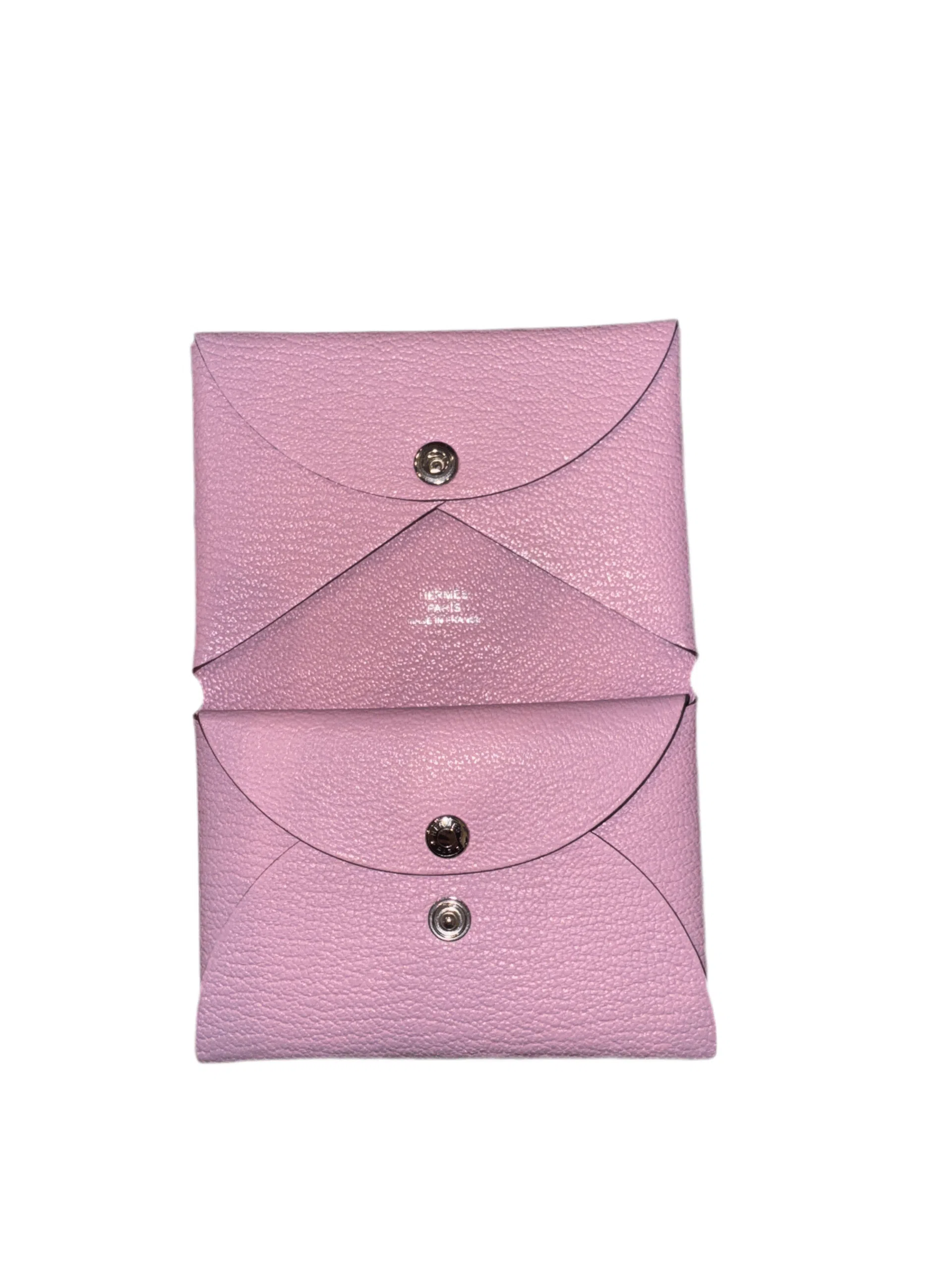 Hermes - Calvi Card Holder Epsom Leather in Pink