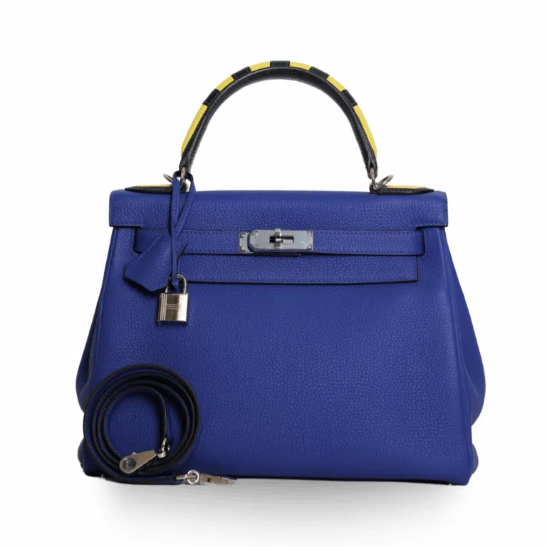 Hermes - Kelly Au Trot 28 Bleu Electrique Togo Palladium Hardware (Pre-Owned)