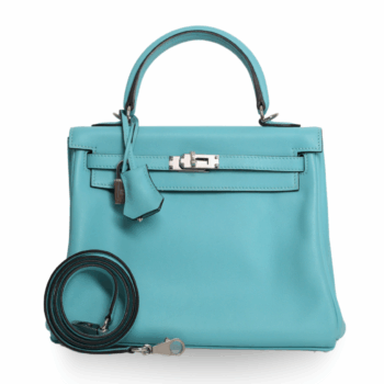 Hermes - Kelly II Retourne 25cm Bleu Jean Palladium Hardware