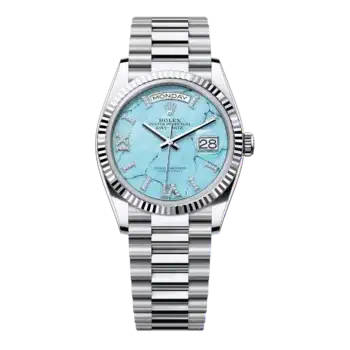 Rolex Day-Date 128236-0011 Platinum Turquoise Roman Dial Presidential Watch 2024
