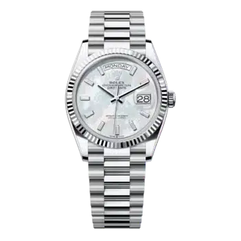 Rolex Day-Date 128236-0021 Platinum MOP Diamond Dial Presidential Watch 2024