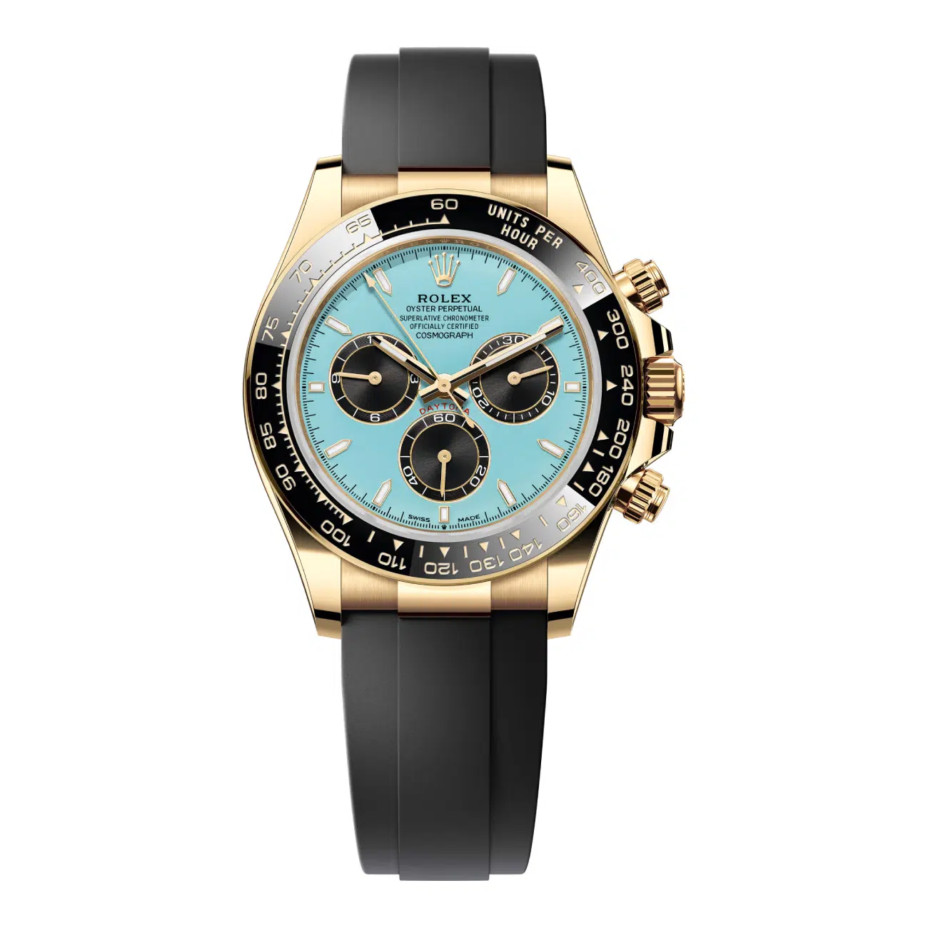 Rolex Cosmograph Daytona 126518LN-0014 Yellow Gold Black Cerachrom Bezel Turquoise Dial Watch 2025